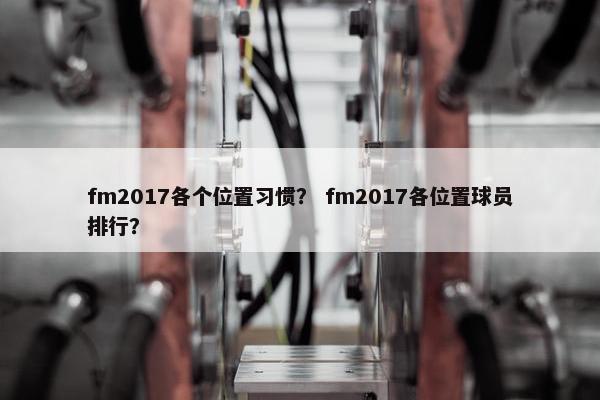 fm2017各个位置习惯？ fm2017各位置球员排行？