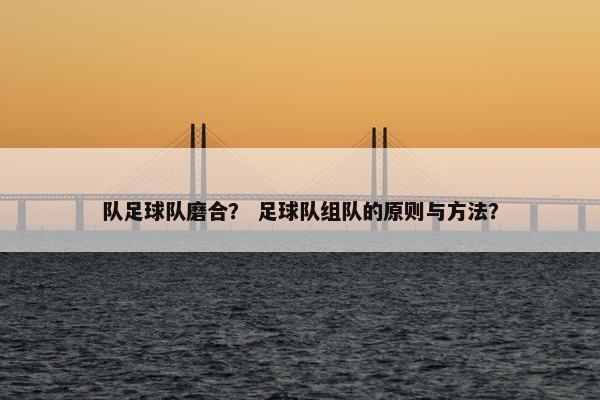 队足球队磨合？ 足球队组队的原则与方法？