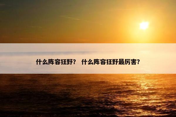 什么阵容狂野？ 什么阵容狂野最厉害？