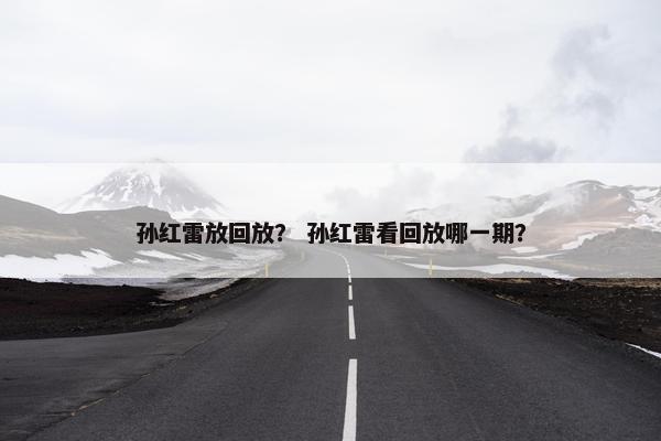 孙红雷放回放？ 孙红雷看回放哪一期？