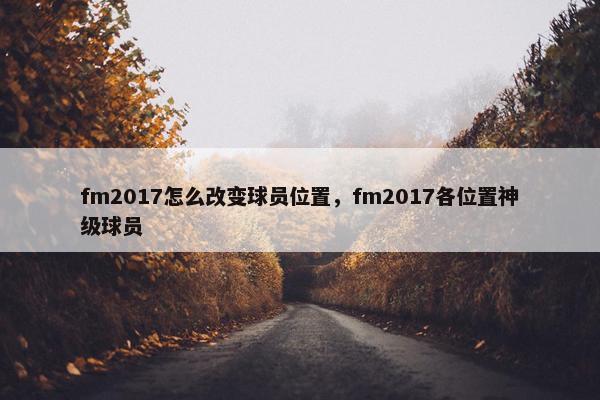 fm2017怎么改变球员位置，fm2017各位置神级球员
