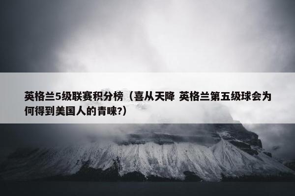 英格兰5级联赛积分榜（喜从天降 英格兰第五级球会为何得到美国人的青睐?）