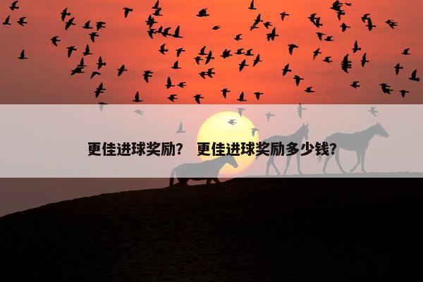 更佳进球奖励？ 更佳进球奖励多少钱？