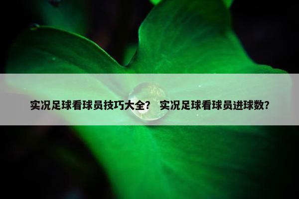 实况足球看球员技巧大全? 实况足球看球员进球数? 实况足球看球员技巧大全? 实况足球看球员进球数?
