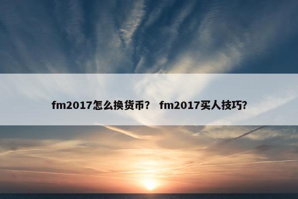 fm2017怎么换货币？ fm2017买人技巧？