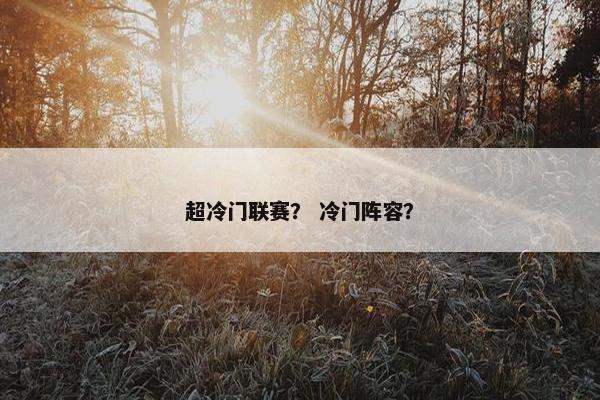 超冷门联赛？ 冷门阵容？