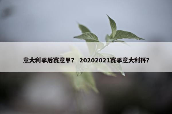 意大利季后赛意甲？ 20202021赛季意大利杯？