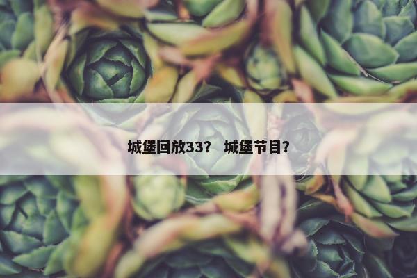 城堡回放33? 城堡节目? 城堡回放33? 城堡节目?