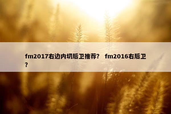 fm2017右边内切后卫推荐? fm2016右后卫? fm2017右边内切后卫推荐? fm2016右后卫?