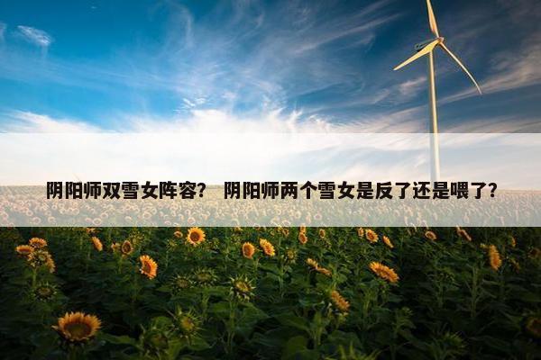 阴阳师双雪女阵容? 阴阳师两个雪女是反了还是喂了? 阴阳师双雪女阵容? 阴阳师两个雪女是反了还是喂了?