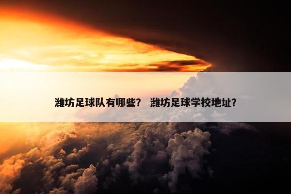 潍坊足球队有哪些? 潍坊足球学校地址? 潍坊足球队有哪些? 潍坊足球学校地址?