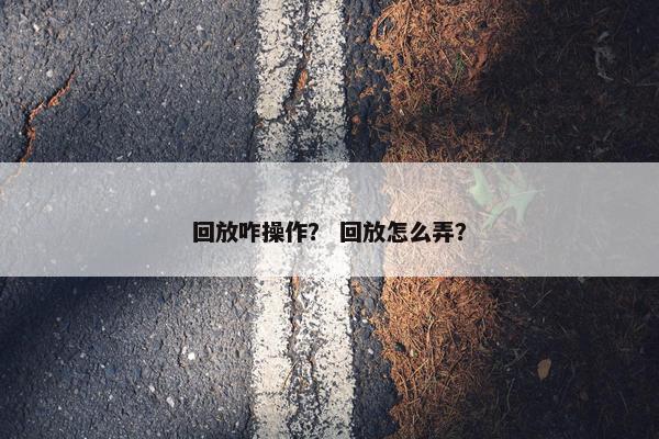 回放咋操作？ 回放怎么弄？