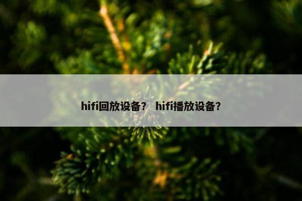hifi回放设备？ hifi播放设备？