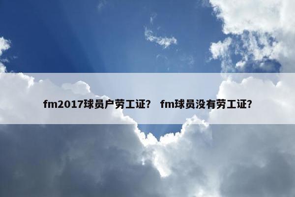 fm2017球员户劳工证？ fm球员没有劳工证？