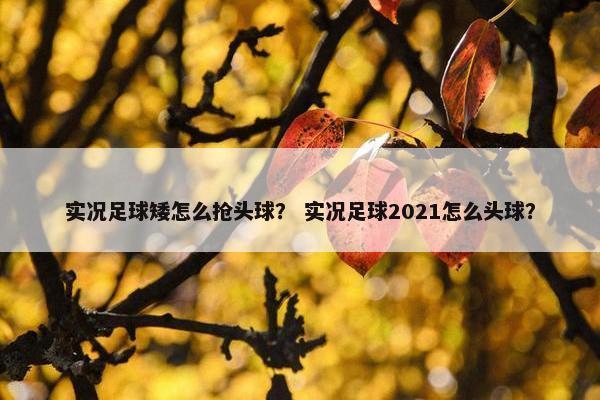实况足球矮怎么抢头球？ 实况足球2021怎么头球？