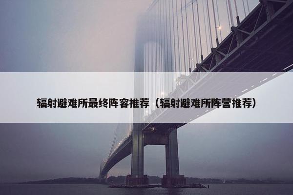 辐射避难所最终阵容推荐（辐射避难所阵营推荐）
