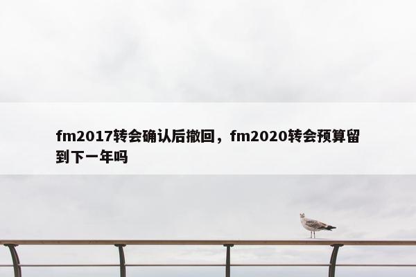 fm2017转会确认后撤回，fm2020转会预算留到下一年吗