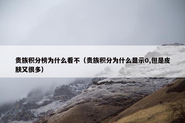 贵族积分榜为什么看不（贵族积分为什么显示0,但是皮肤又很多）