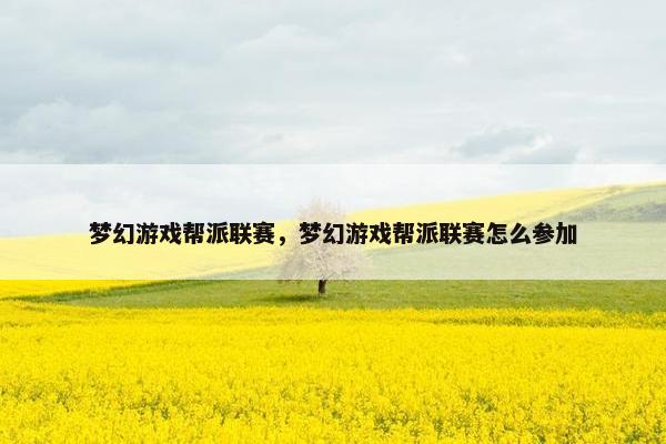 梦幻游戏帮派联赛，梦幻游戏帮派联赛怎么参加