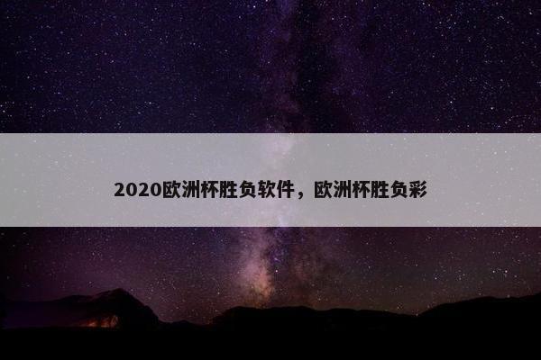 2020欧洲杯胜负软件，欧洲杯胜负彩