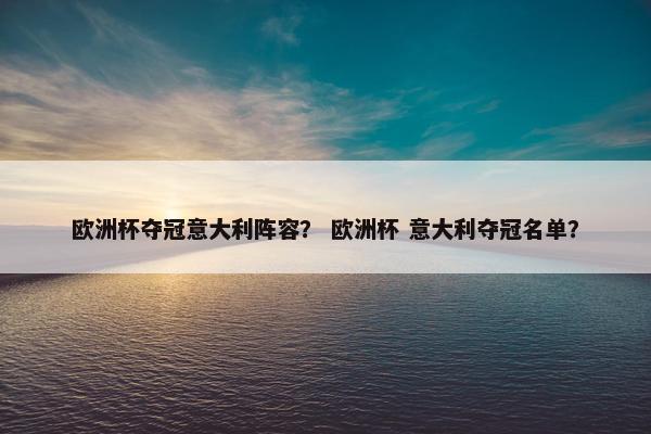 欧洲杯夺冠意大利阵容？ 欧洲杯 意大利夺冠名单？
