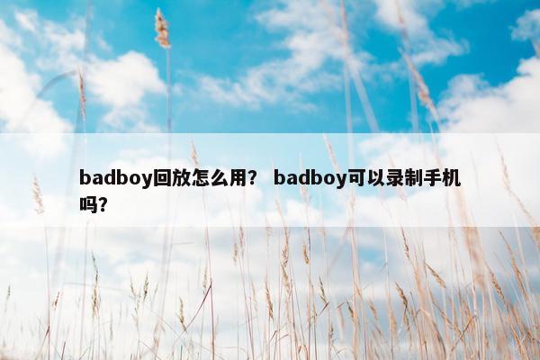 badboy回放怎么用？ badboy可以录制手机吗？