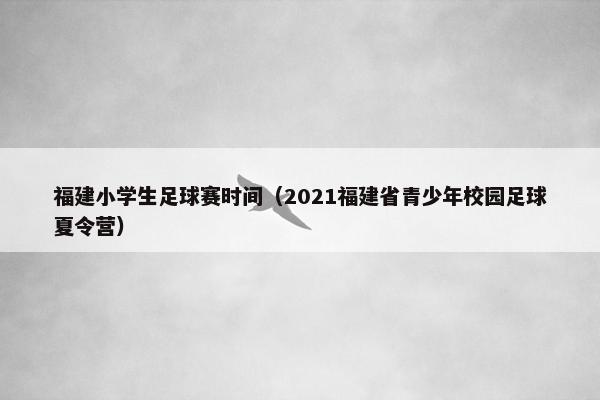 福建小学生足球赛时间（2021福建省青少年校园足球夏令营）