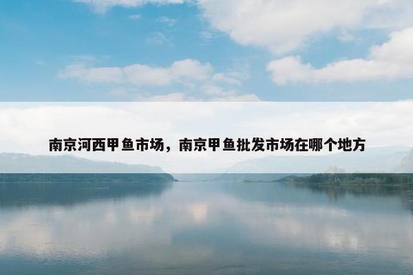 南京河西甲鱼市场，南京甲鱼批发市场在哪个地方