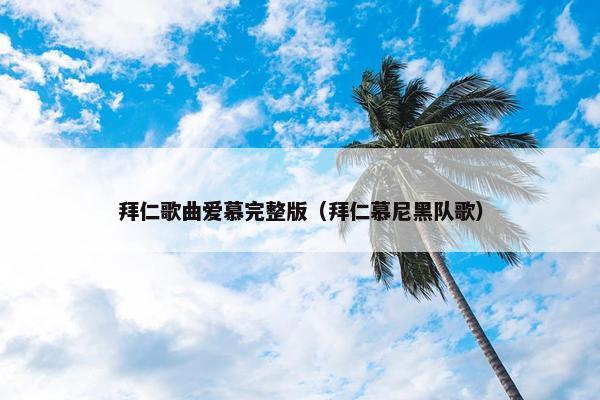 拜仁歌曲爱慕完整版（拜仁慕尼黑队歌）