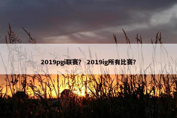 2019pgi联赛？ 2019ig所有比赛？
